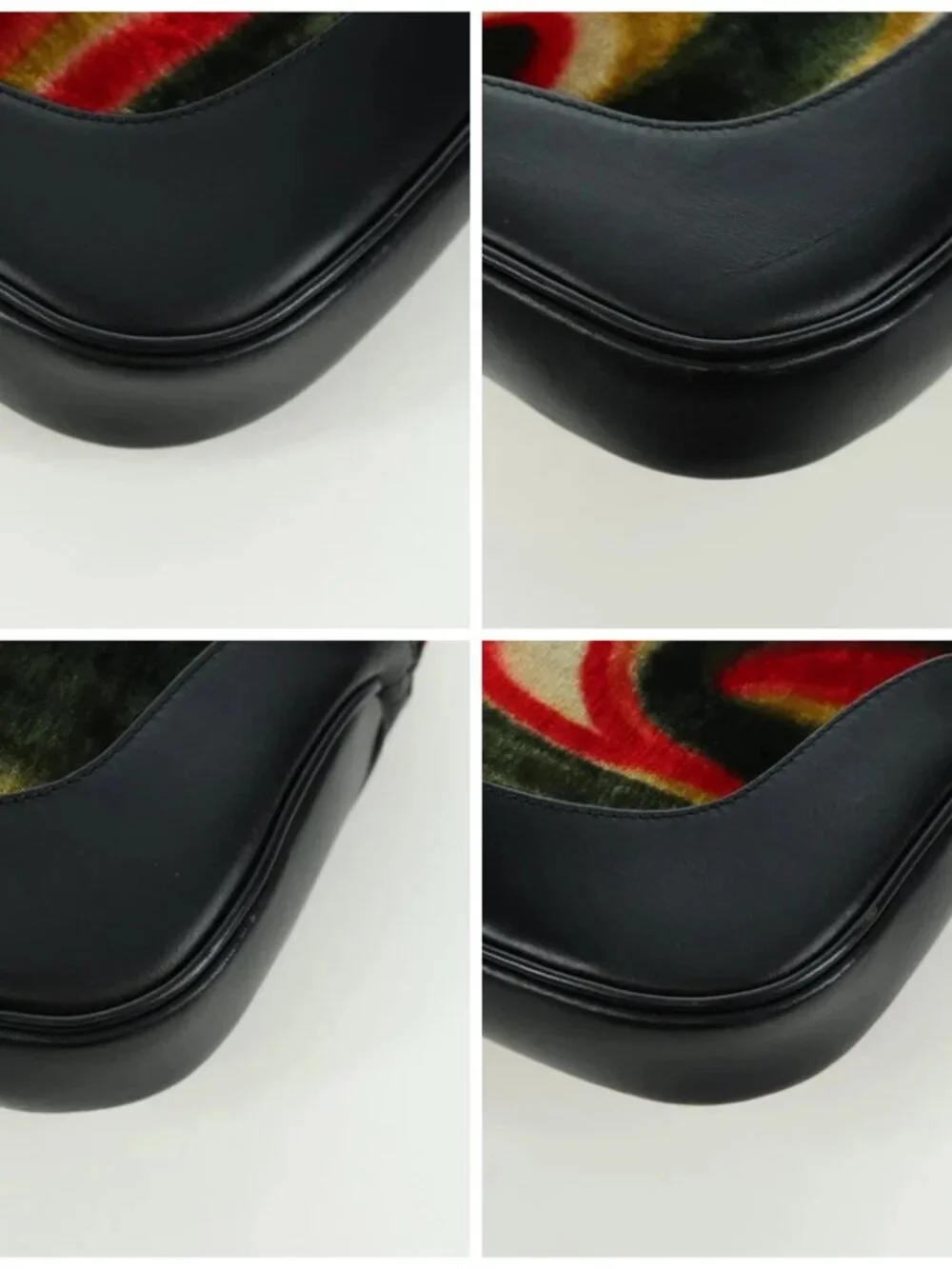 GUCCI Jackie Swirl Print Shoulder Bag Velvet Black Silver 001 3306 Auth SW2243SM